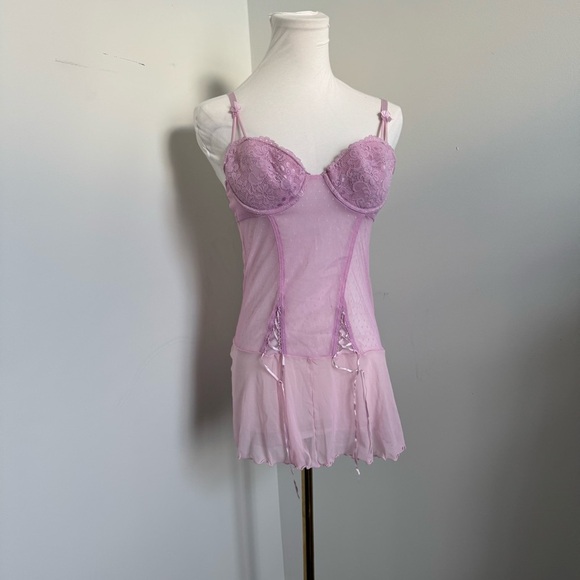Y2K Lavender Mesh Babydoll Lingerie S/M Fairycore coquette s/m - Picture 2 of 6